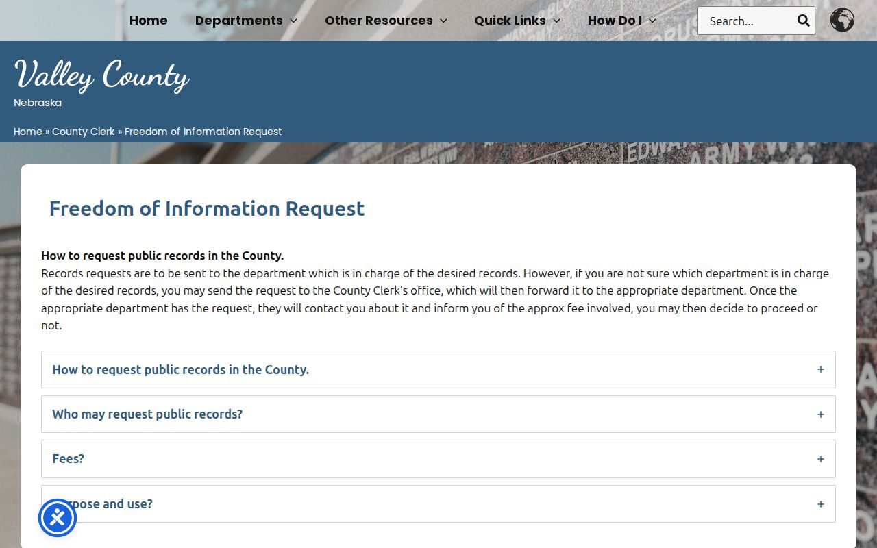 Valley County warrant search public-record request instructions