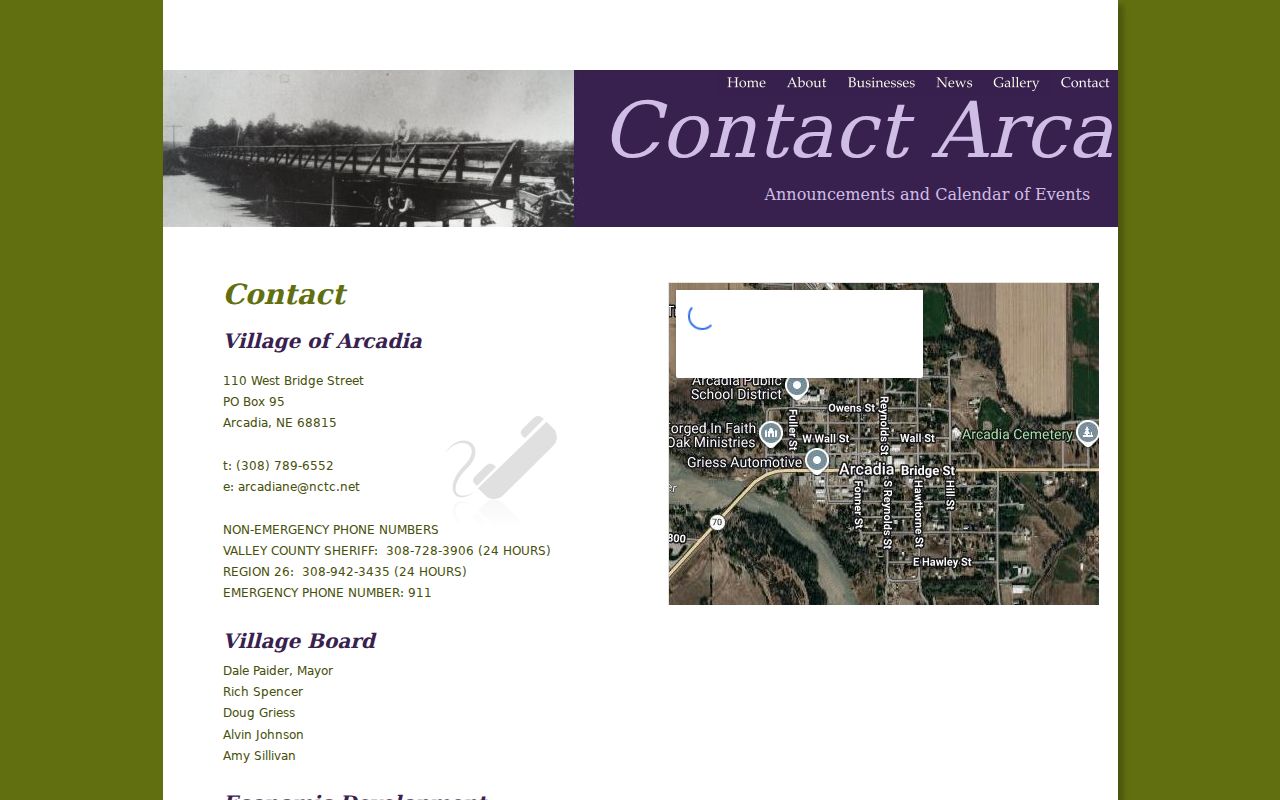 Arcadia warrant records village contact and Sheriff fallback