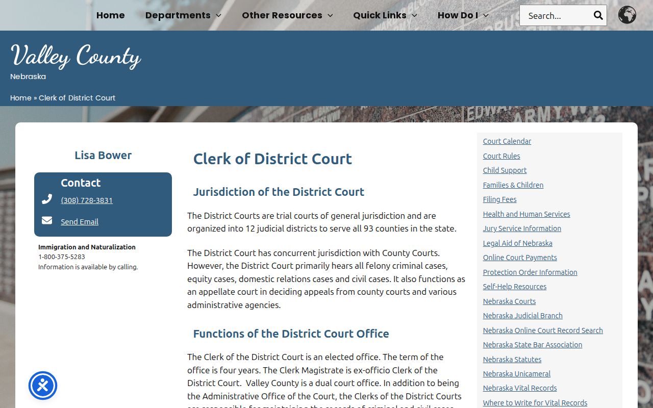 Ord warrant records Valley County dual court clerk office