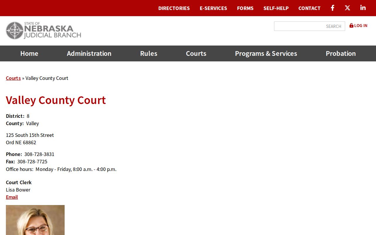 Valley County warrant records court contact page